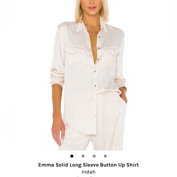 Indah Tops - Indah Solid Long Sleeve Button Up Shirt